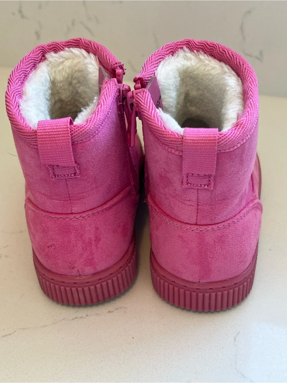 2 pair- Cat & Jack Pink Ankle Boot & Carter’s Cream Lace-Up Boot- Girls- Size 6